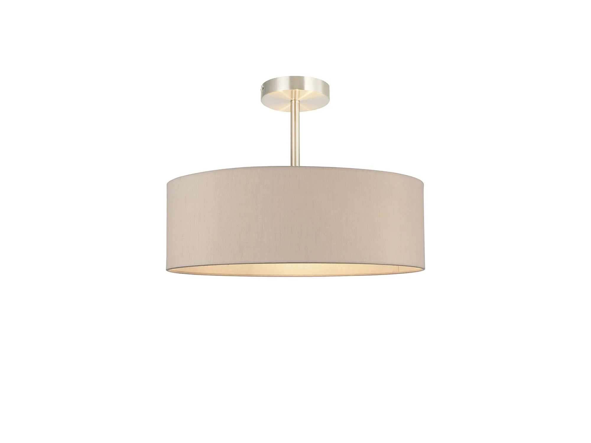 DK0753  Baymont 45cm Semi Flush 5 Light Satin Nickel, Nude Beige/Moonlight